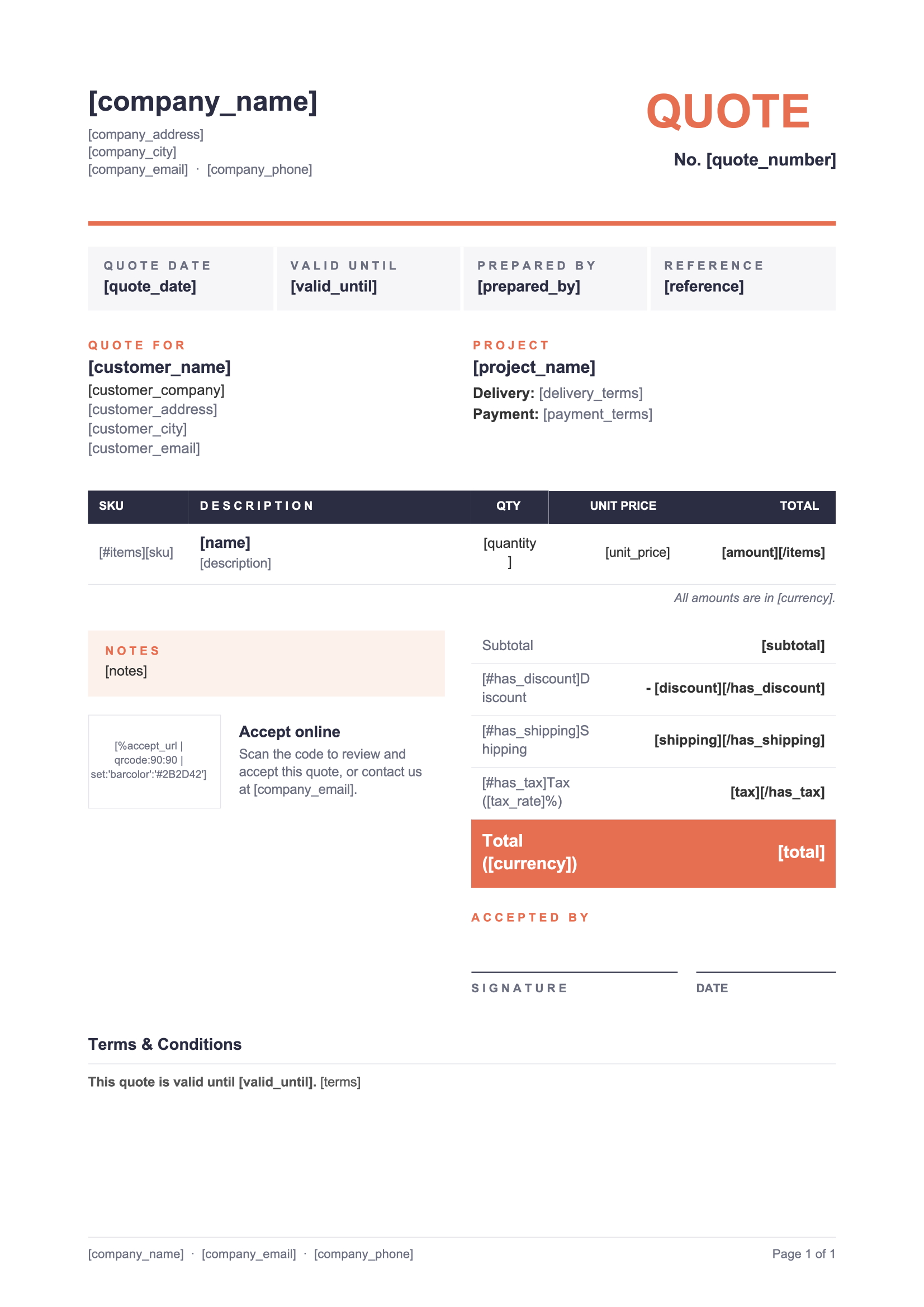 Price Quote Template